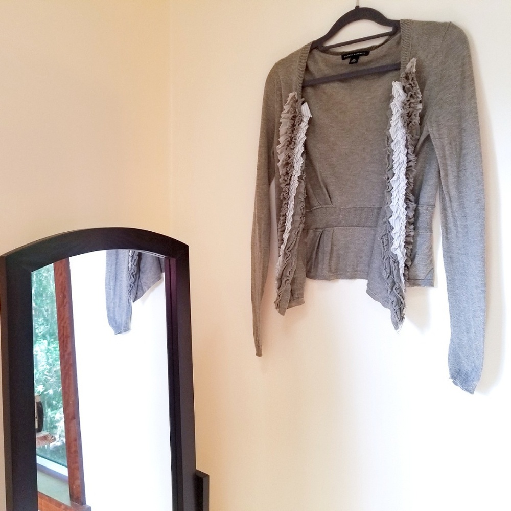Banana Republic Cropped Ruffle Frayed Cardigan